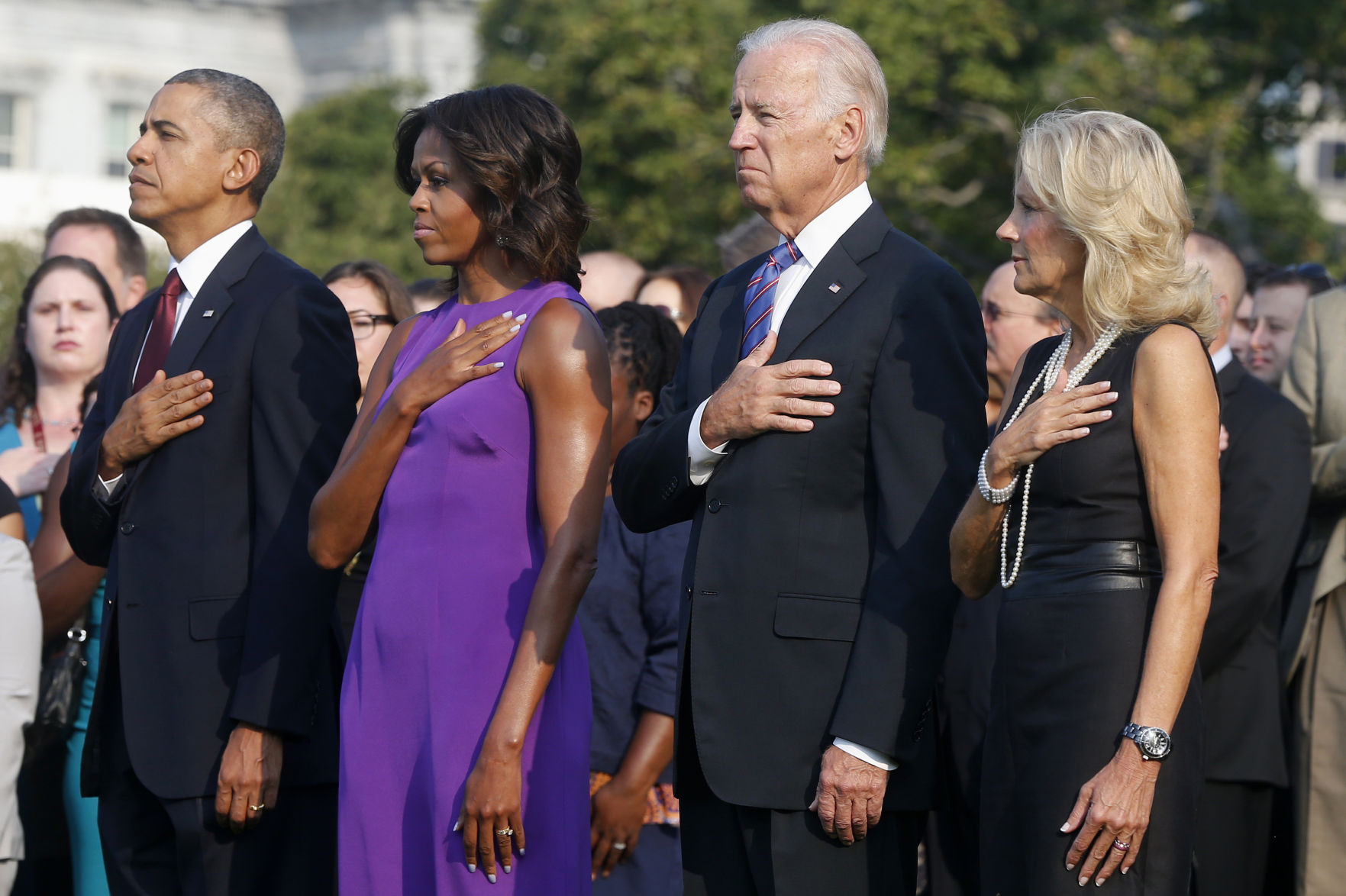 Barack and Michelle Obama and Joe and Jill Biden, 2013
